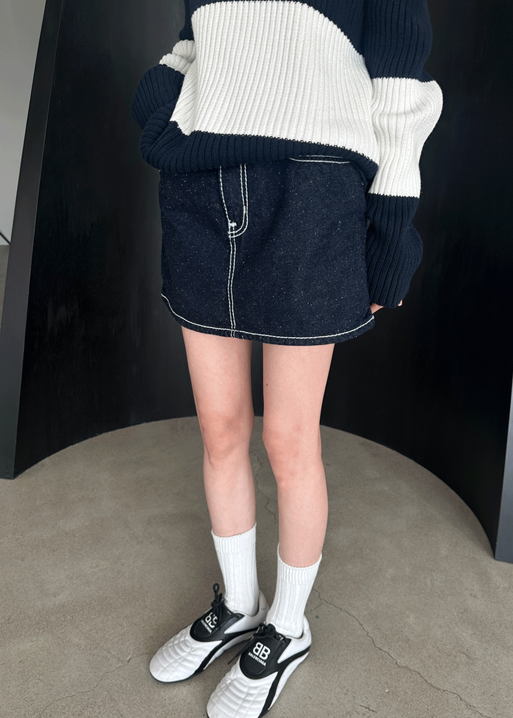 Space denim mini skirt