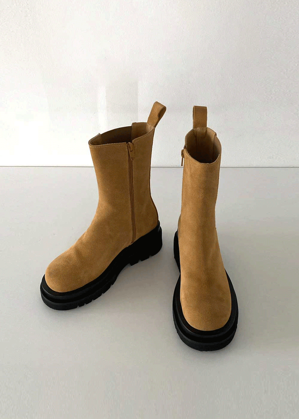 Suede platform boots