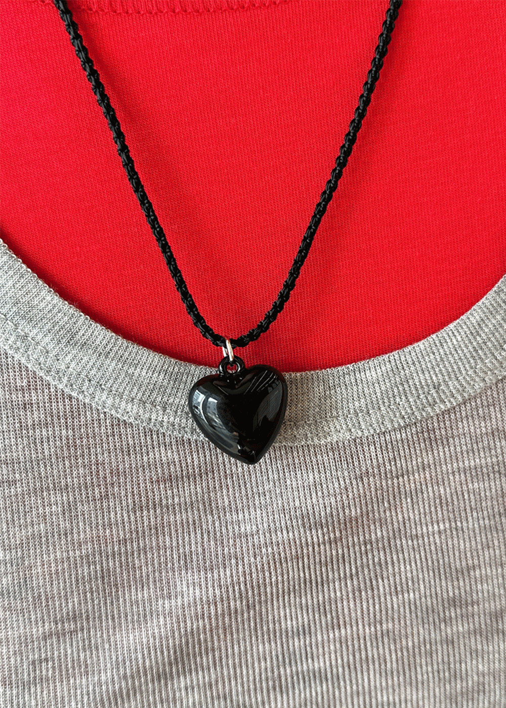 Bold black heart necklace